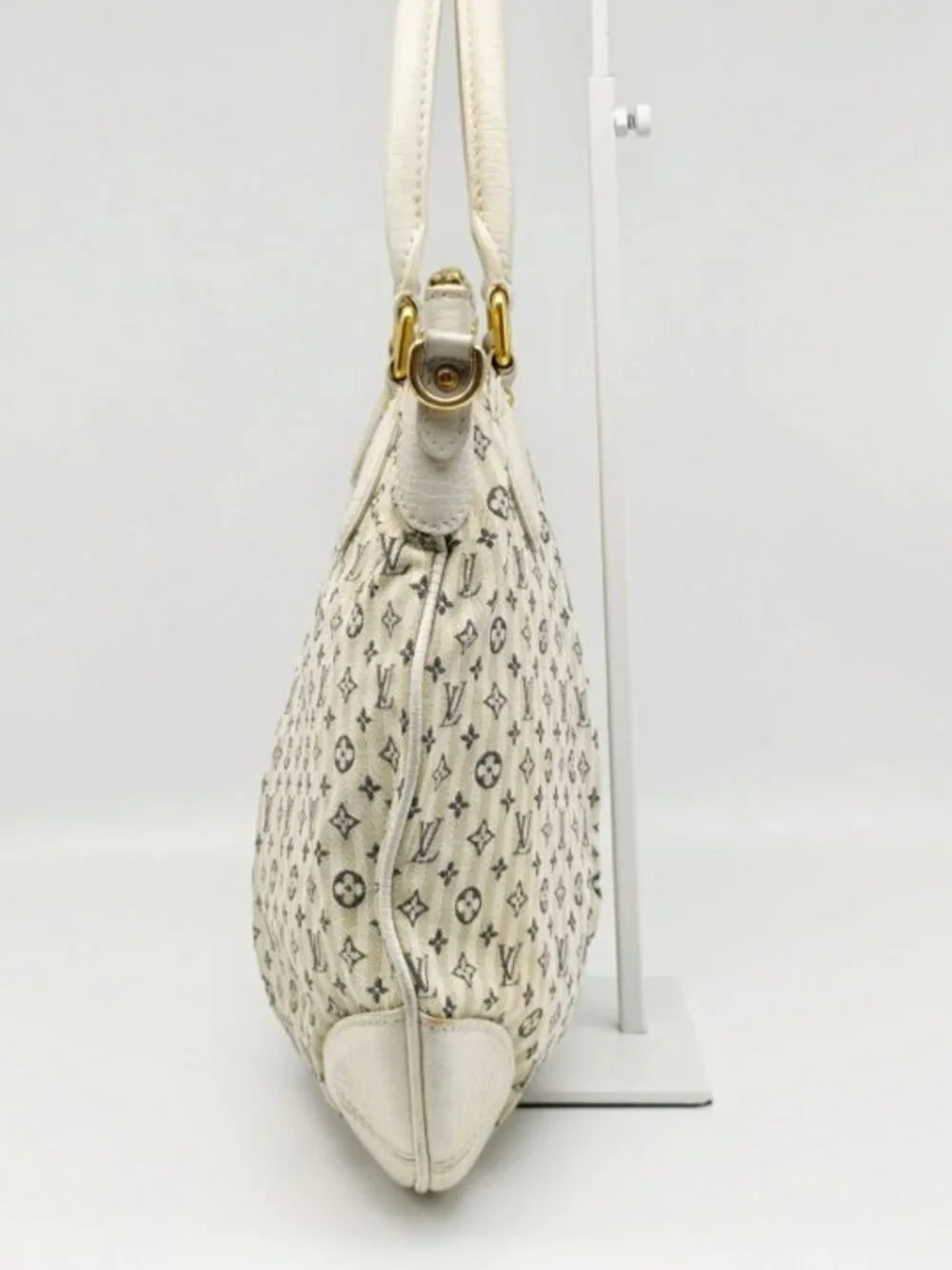 Louis Vuitton Mini Lin Monogram Jeanne MM Satchel White Canvas Shoulder Bag